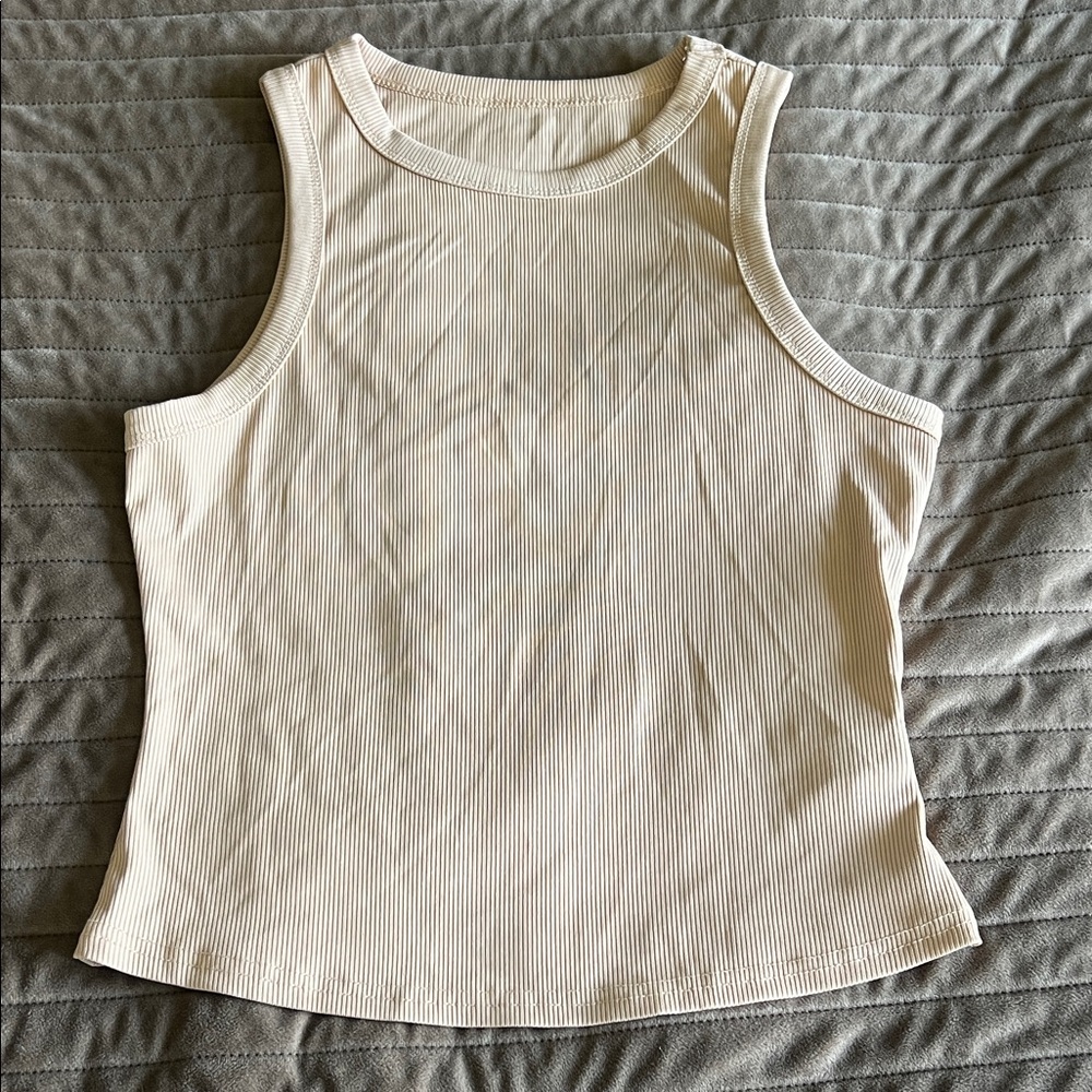 SHEIN Cream Ribbed Tank Top